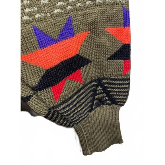 Cozy Vintage Wool Blend Sweater with Colorful Geometric Pattern Large - Picture 10 of 10